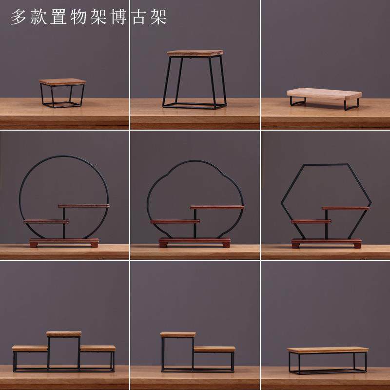 红木博古架 摆件架子 实木展示架中式客厅玄关禅意木质装饰工艺品