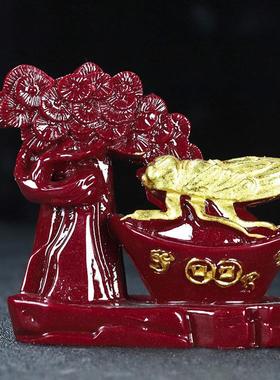 天然朱砂紫金一鸣惊人摇钱树摆件奇门四害乙戊惊门家居客厅