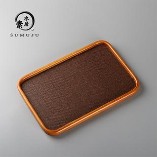 日式 藤席长方形干泡台茶盘茶托 茶具托盘 家用茶壶茶杯收纳茶水盘