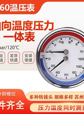 WY60Z轴向温度压力一体表压力表温度计水压2分4分10bar120度16bar