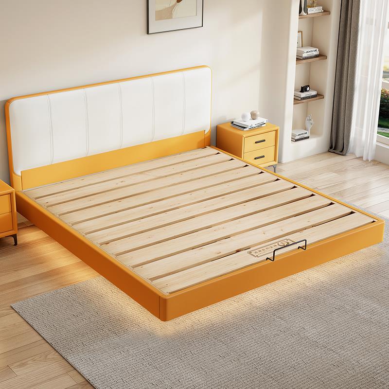 全实木加厚榫卯悬浮床可定制任意尺寸齐边薄床头静音互不干扰床架