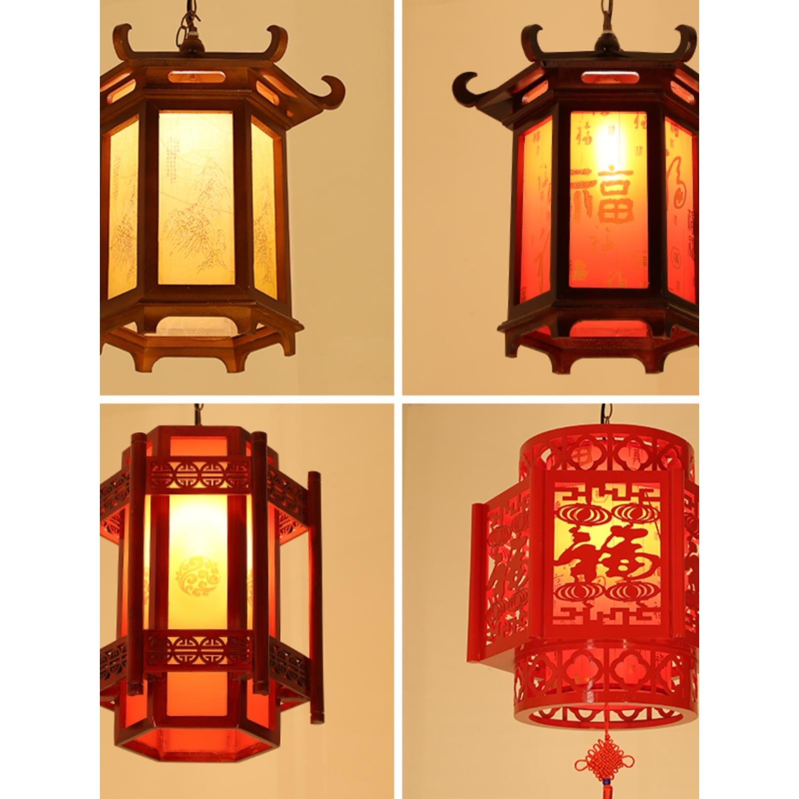 仿古中式六角实木宫灯中国风长廊阳台灯笼寺庙祠堂走廊户外小吊灯