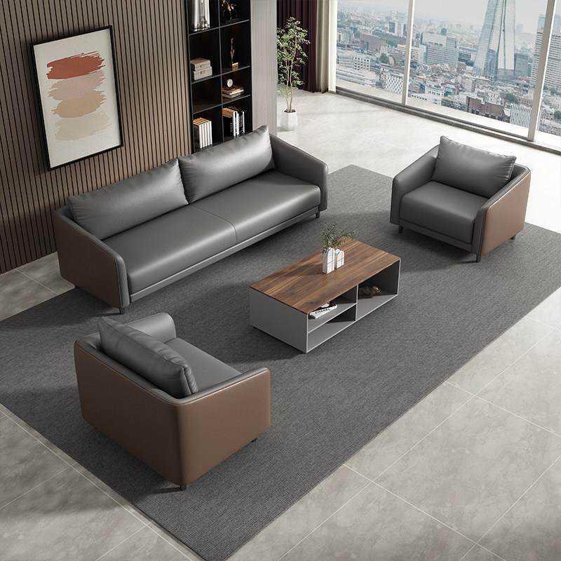 时尚商务办公沙发现代简约接待室内洽谈茶几组合西皮小型办公沙发