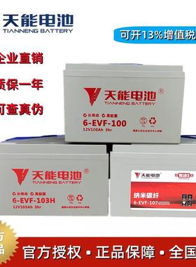 天能6-EVF-100电池四轮电动车洗地机电堆高机12V100AH/80AH铅酸电