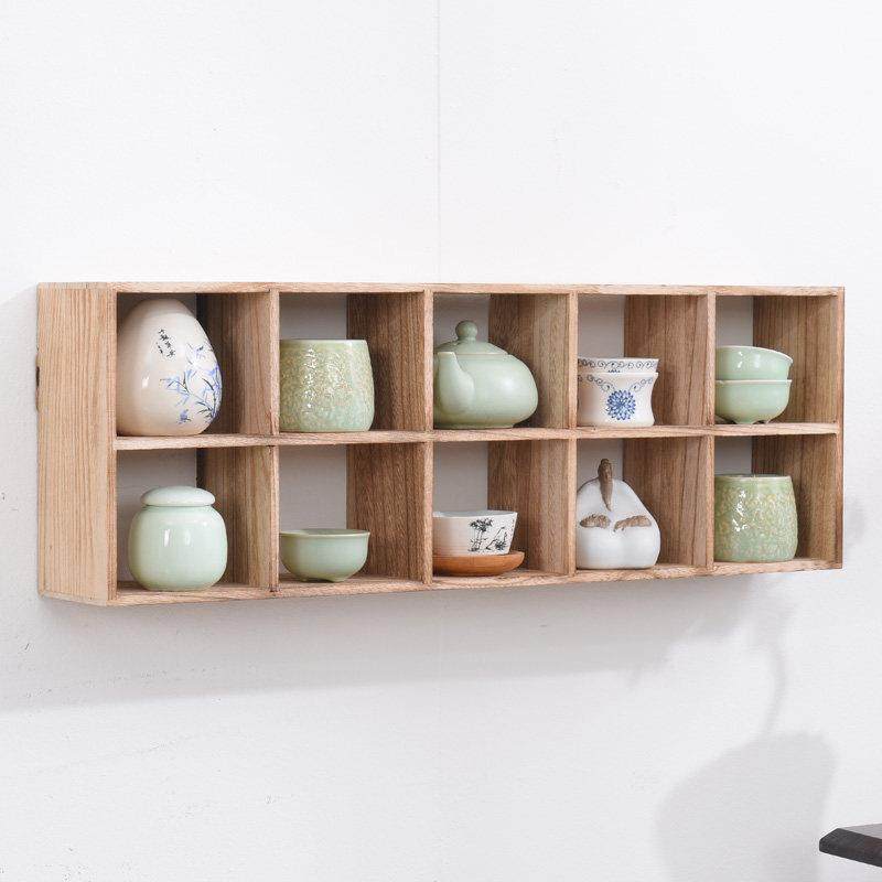 实木茶杯架挂墙小博古架展示架茶具收纳柜多宝阁茶壶格子摆架茶棚,住宅家具,多宝格/博古架,淘宝优惠券,粉丝福利购,淘宝优惠卷