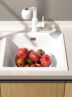 石英石水槽白色方形橱房吧台中岛小单槽套餐花岗岩阳台迷你洗菜盆