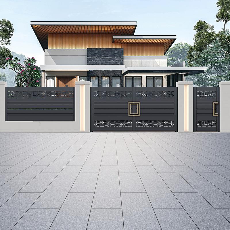 围墙别墅大门悬浮折叠门电动内置电机防盗简约现代铝合金庭院门