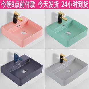 洗手盆家用彩色转角壁挂陶瓷洗脸盆简易一体阳台面盆 小户型挂墙式