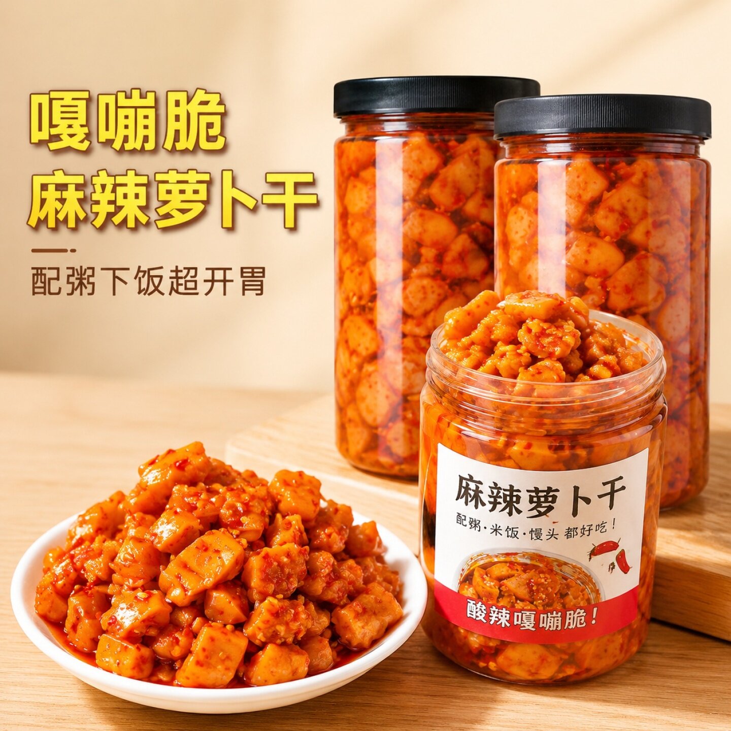 麻辣罗卜干罐头香辣酱脆罗卜丁咸菜嘎嘣脆爽罗卜下饭榨菜配粥酱菜