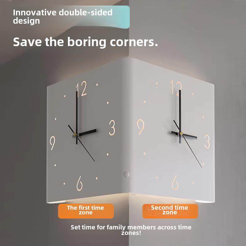 2024新L角90度角双面角钟客厅壁钟夜光无声壁钟钟,家居饰品,挂钟,淘宝优惠券,粉丝福利购,淘宝优惠卷