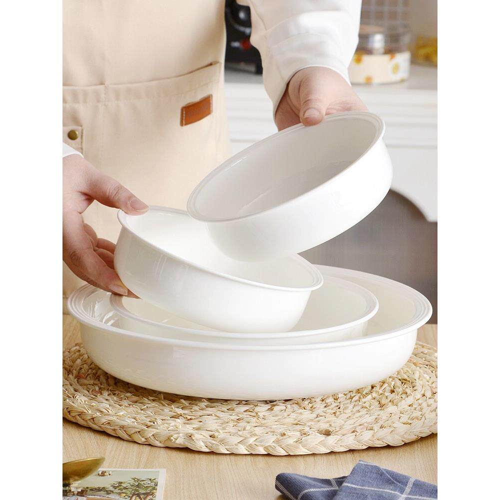 陶瓷蒸蛋碗带盖蒸蛋羹专用碗蒸米饭蒸菜盘骨瓷空气炸锅烤盘烤碗