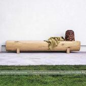 北欧原木长条凳民宿酒店休息凳服装 店换鞋 凳简约圆形创意实木凳子