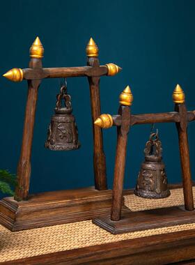 东南亚工艺礼品摆饰实木铃铛客厅书房摆设 泰式风格SPA酒店足浴装