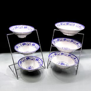 自助餐桌饭厅明档菜品展示架凉菜盘咸菜小菜架子分层冷盘高低菜架