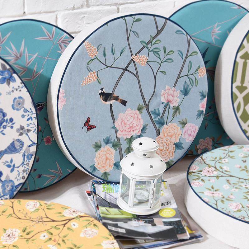 木有年轮田园花鸟蒲团垫棉麻布艺瑜伽打坐垫圆形枕飘窗榻榻米坐垫,居家布艺,蒲团,淘宝优惠券,粉丝福利购,淘宝优惠卷