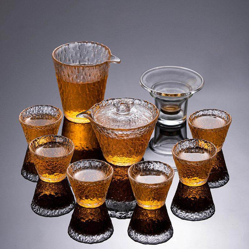 玻璃茶具套装简约家用耐高温盖碗泡茶器办公室小套功夫茶杯礼盒装