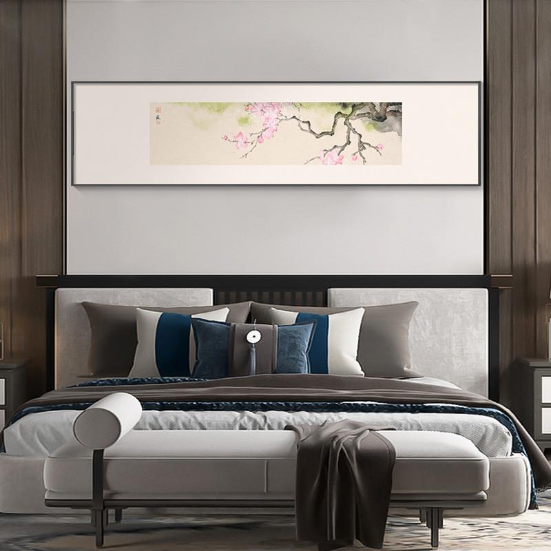 新品房间床头装饰画新中式花鸟禅意室内墙面横幅壁画民宿酒店温馨图片