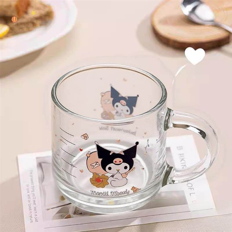 库洛米玻璃杯儿童牛奶水杯微波炉可加热食品级耐高温宝宝早餐杯子