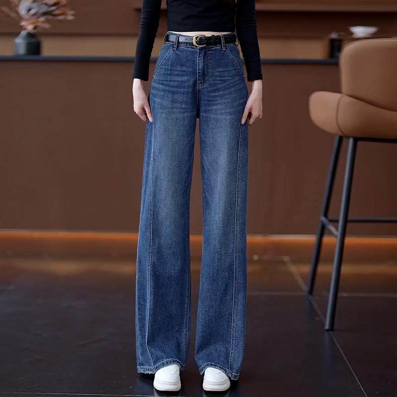 推荐高腰阔腿牛仔裤女2025秋新款丹宁风美式复古宽松慵懒风显瘦直