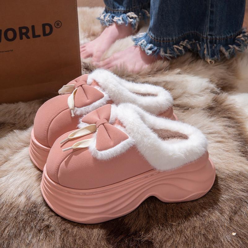 蝴蝶结棉拖鞋女款冬季2025