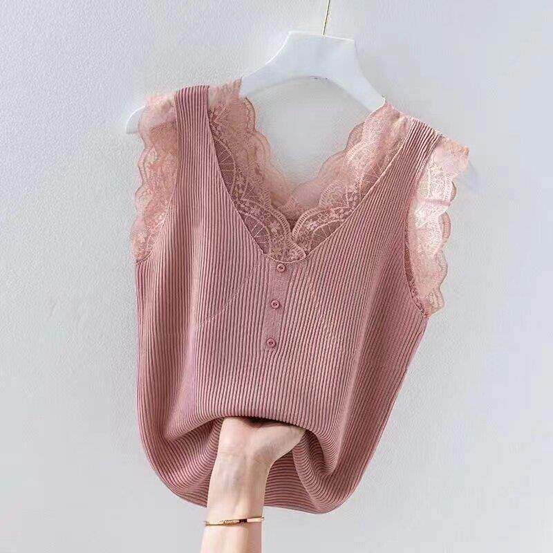 极速白色蕾丝吊带背心女春秋季新款欧货带胸垫美背内搭上衣外穿打