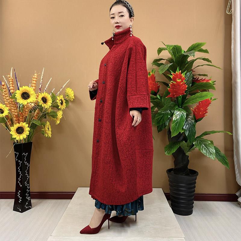 极速冬季新加绒外套韩版宽松大码阔版纯色风衣加长款200斤胖妈妈