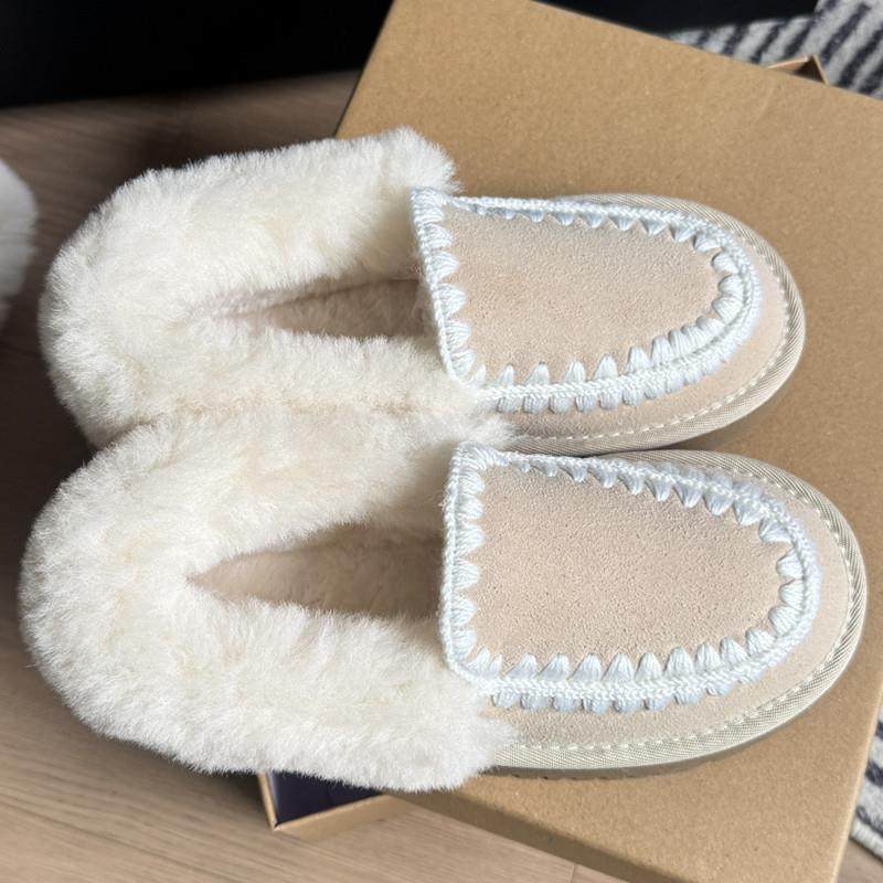 推荐厚底雪地靴女款2025新款秋冬季加绒保暖豆豆鞋一脚蹬防滑毛毛