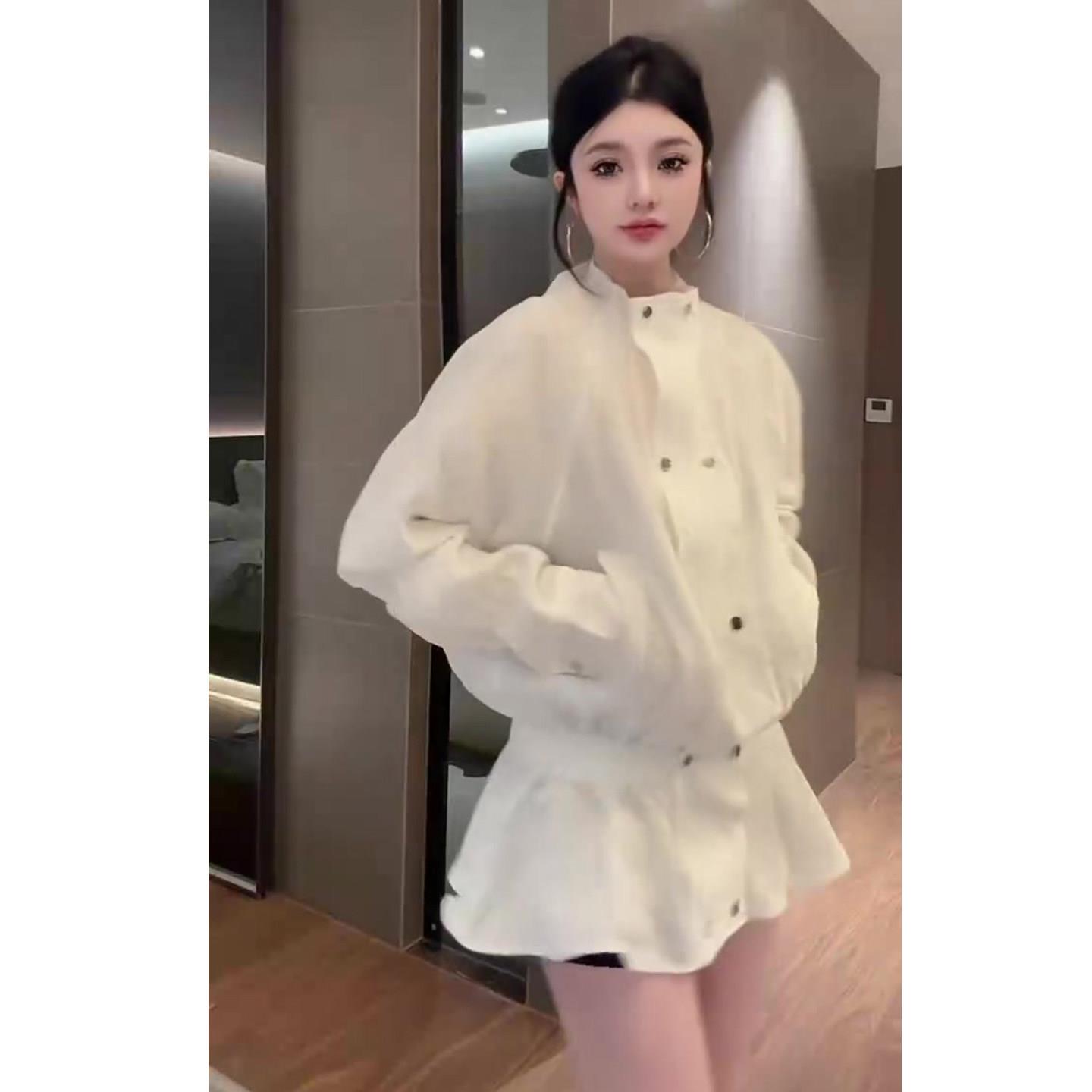 极速欧货韩版时尚风衣裙女2026春季新款双排扣设计感连衣裙短裙女