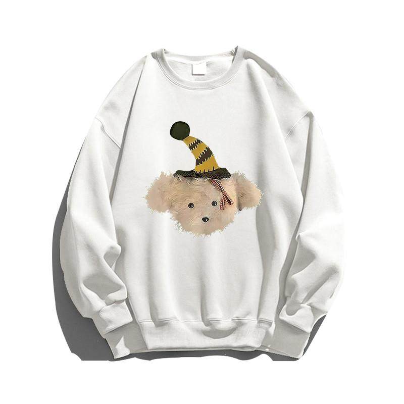 推荐黑色圆领无帽卫衣女小个子加绒加厚秋冬宽松慵懒风oversize上