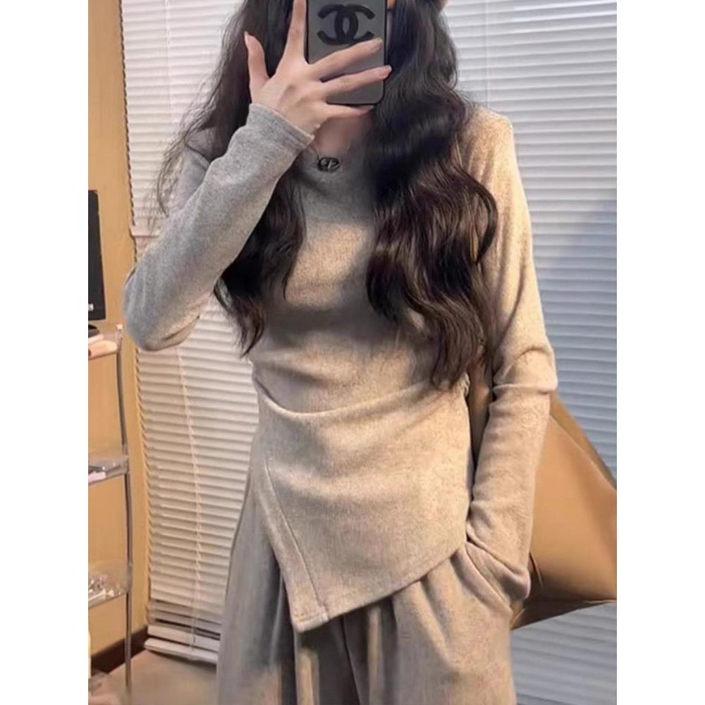 极速加绒保暖上衣运动裤时尚套装女春秋季小个子直筒阔腿裤休闲两