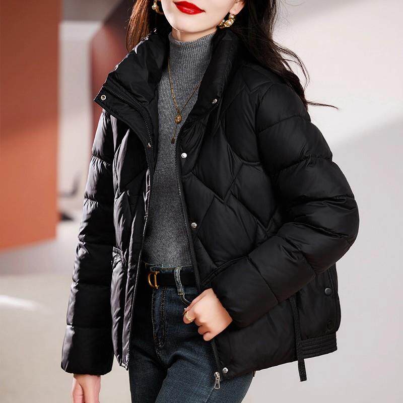 极速欧货时尚冬季羽绒棉服外套女2026复古短款宽松条纹保暖显瘦上