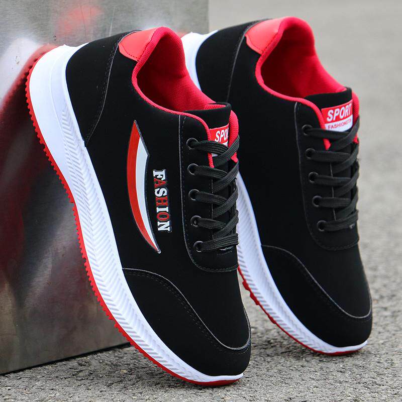 推荐男鞋春季新款男士透气休闲鞋防滑运动鞋跑步潮鞋黑色防水工作