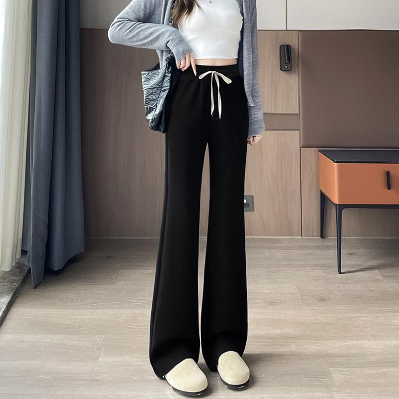 极速仿羊绒微喇裤女春秋新款高腰显瘦加绒大码胖mm运动休闲垂感喇