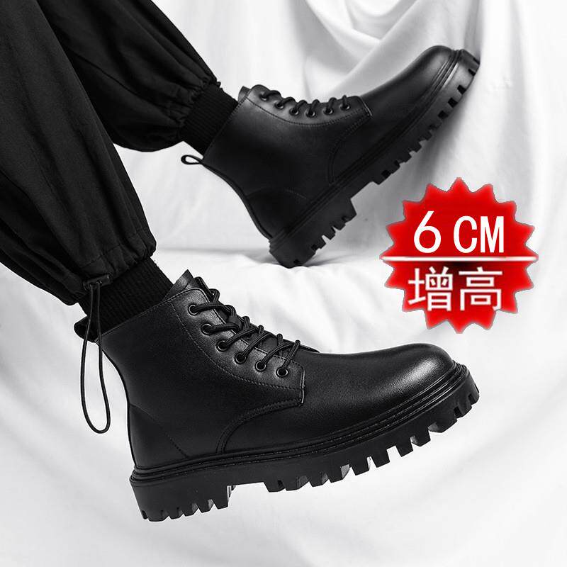 推荐男款拉链马丁靴马丁靴男款高帮厚底内12cm10黑色皮鞋男士工