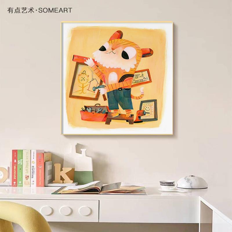 新品虎虎生威儿童房卧室床头装饰画卡通动物房间壁画走廊过道趣味图片