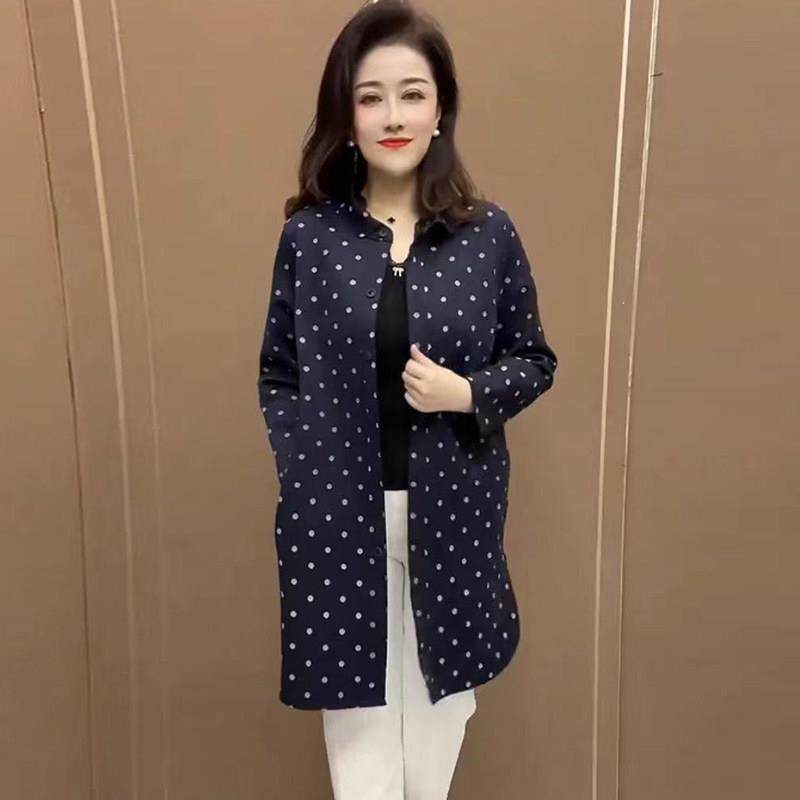 极速2026春秋休闲大码格子衬衫中老年妈妈宽松遮肉显瘦中长风衣外