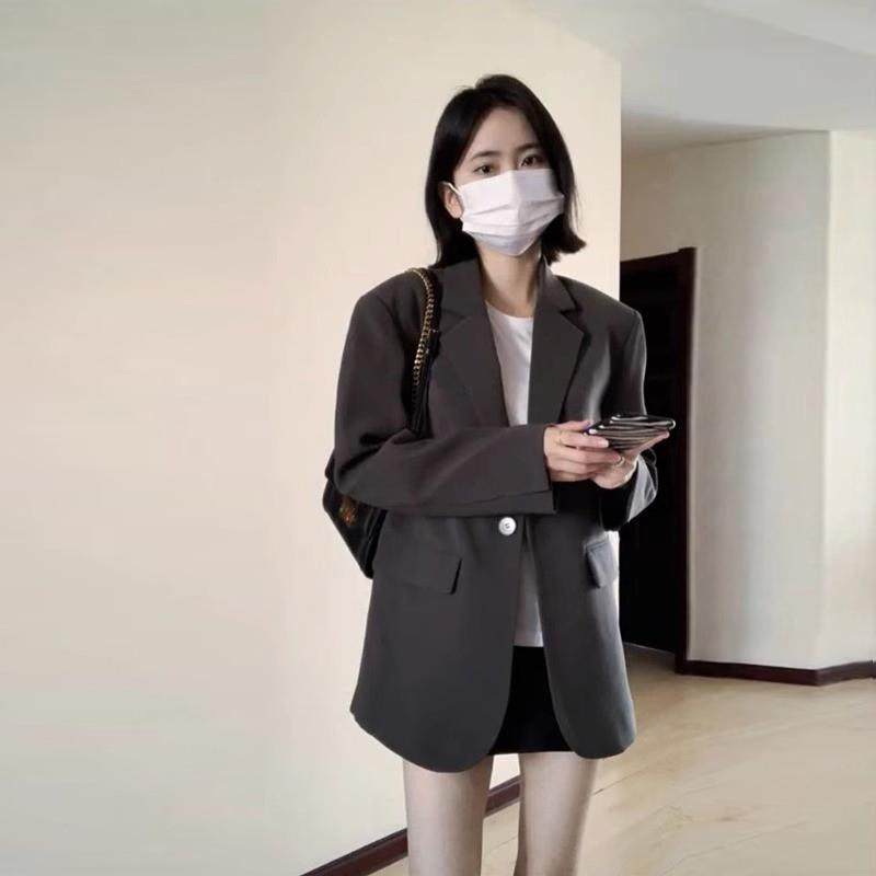 推荐灰色休闲西装外套女小众慵懒感2025新款高级宽松阔版西服上衣