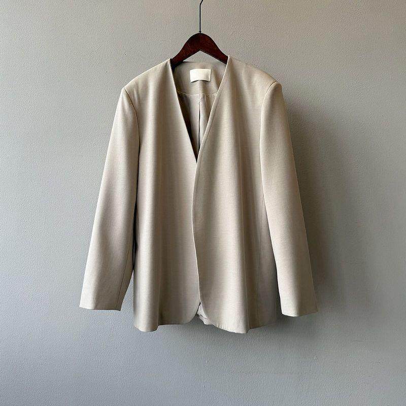 推荐无领西装外套女2025新款宽松休闲西服春秋气质名媛高级感开衫