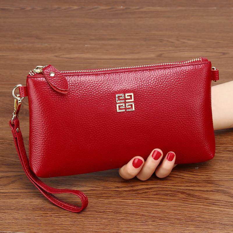 推荐真皮手拿包女2025新款