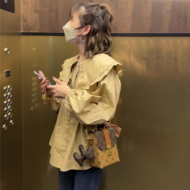 极速白色娃娃领衬衫女春秋季欧货爆款宽松内搭打底上衣洋气花边领