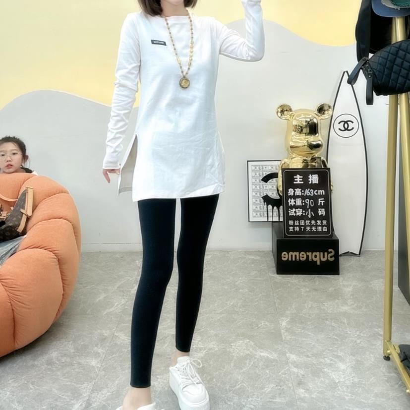 极速2026秋冬女时尚设计感气质开叉中长款休闲显瘦长袖打底衫上衣
