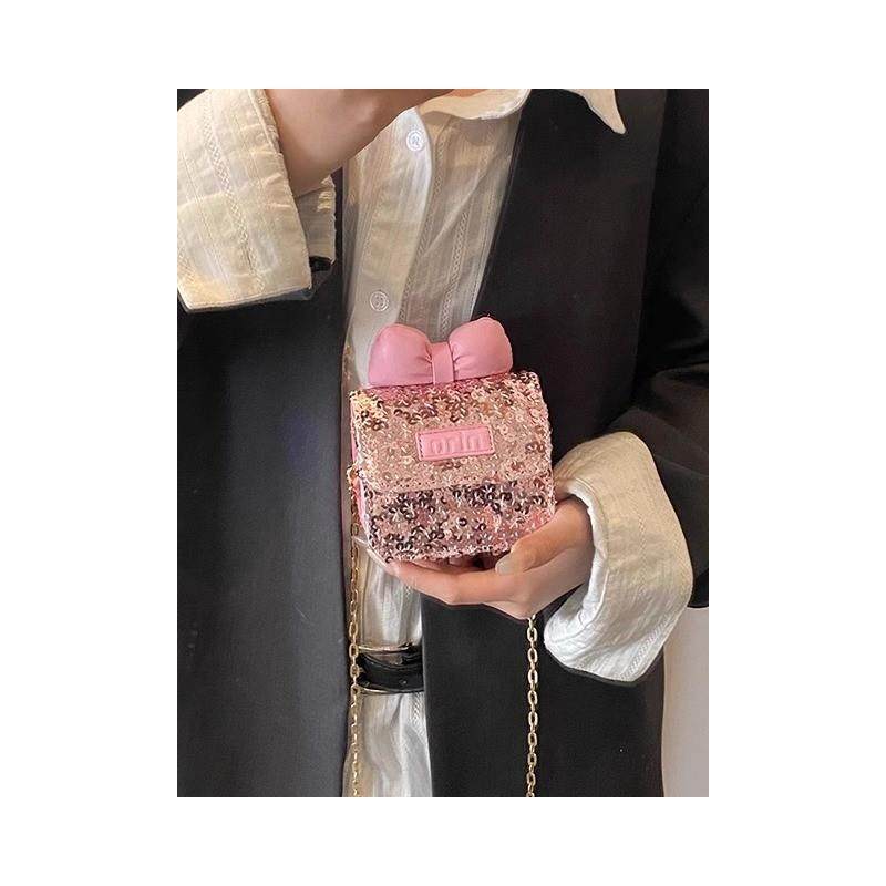 推荐洋气闪亮超迷你小包包女2025新款链条斜挎包口红包时尚耳机收