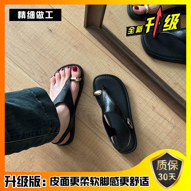 推荐法式小众套趾凉鞋女款2026新款夏季外穿复古配裙子平底罗马沙