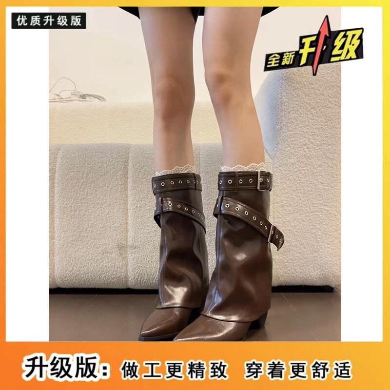 推荐复古粗跟中筒靴女2026