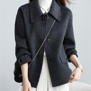 中老年双面羊绒大衣女短款2025秋冬韩版宽松气质小个子毛呢外套