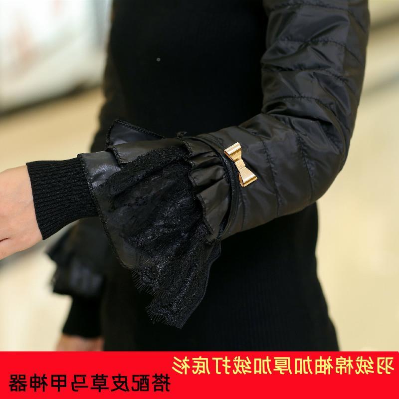 极速羽绒棉袖打底衫女秋冬配皮草背心高领毛衣加绒厚袖子内搭针织