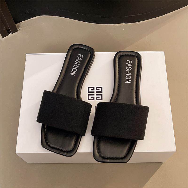 推荐拖鞋女夏季外穿时尚2026新款气质百搭平底一字拖配裙子法式凉