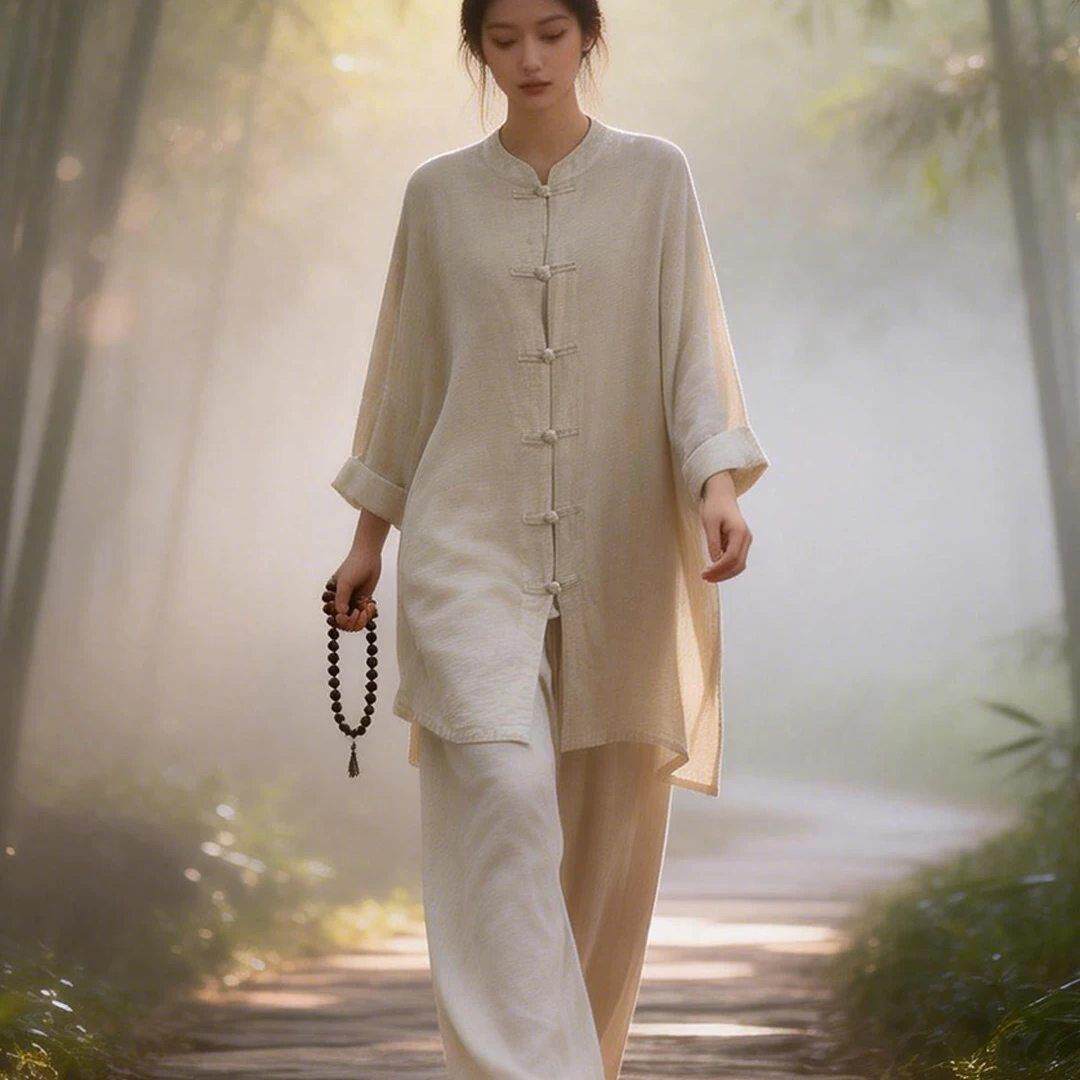 极速中国风复古开衫宽松棉麻茶服外套男女款禅修居士服太极武术练