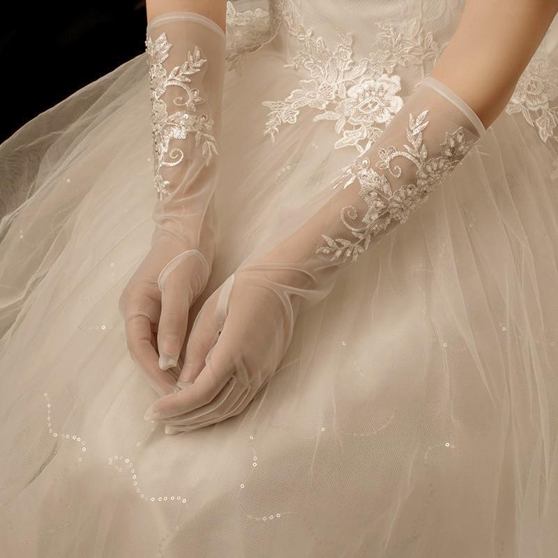 新品法式复古蕾丝长款手套