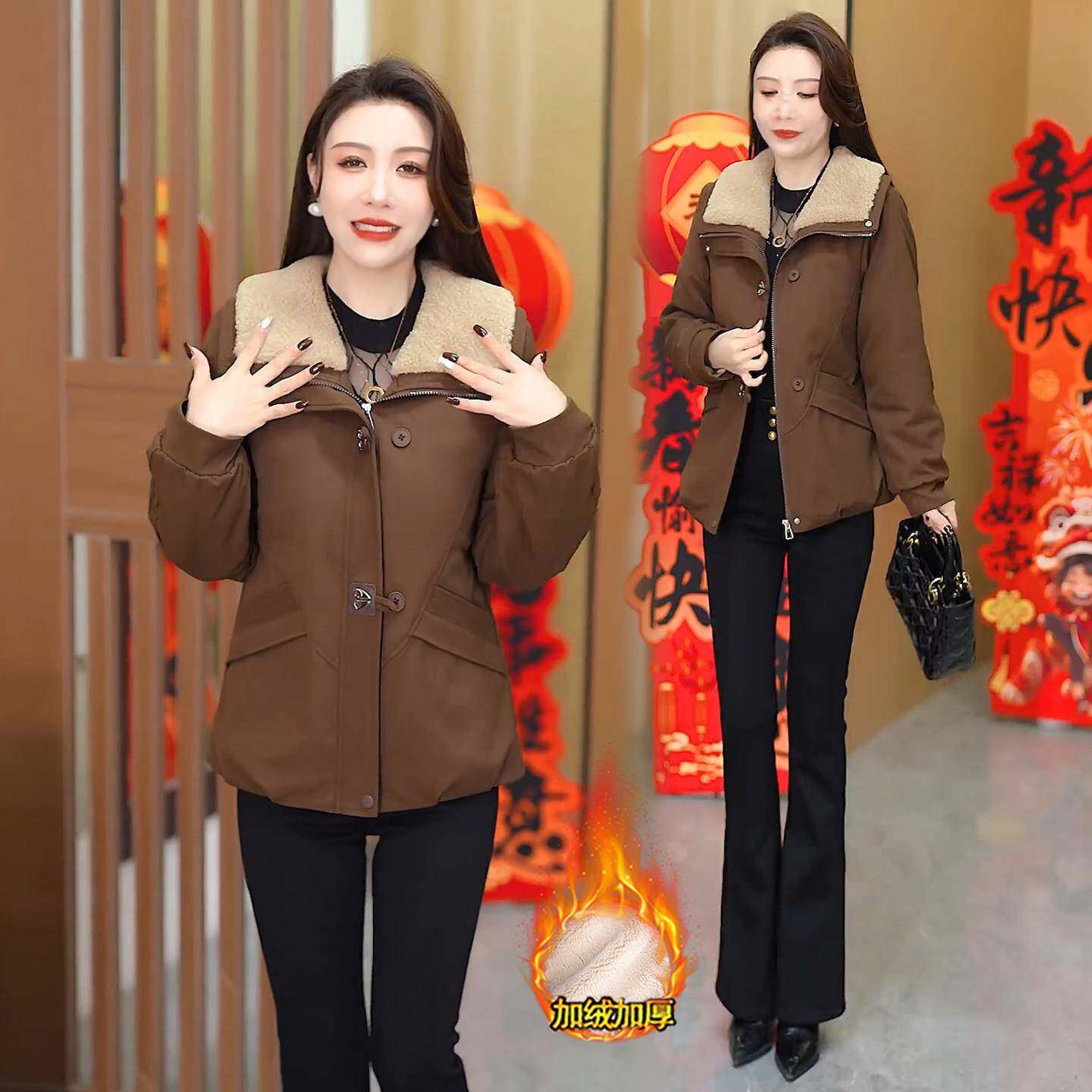 极速时尚加绒加厚短款外套女2026冬季新款洋气保暖显瘦休闲派克服